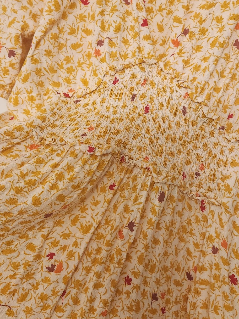 Free People Size L In Full Bloom Yellow Floral Midi Dress - Picture 4 of 7